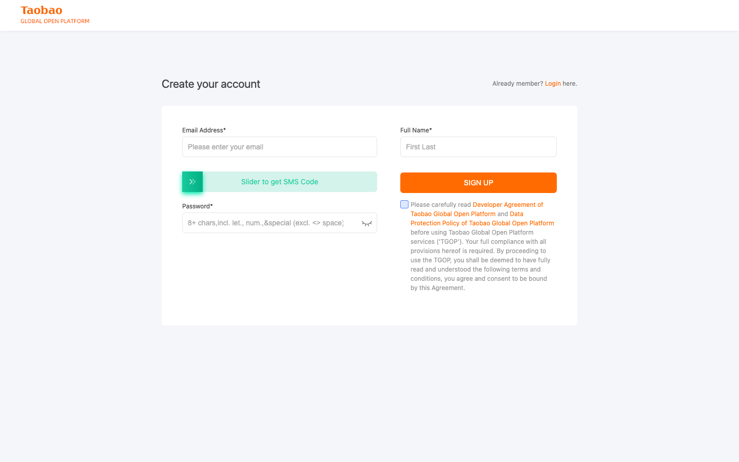 open.taobao.global 회원가입